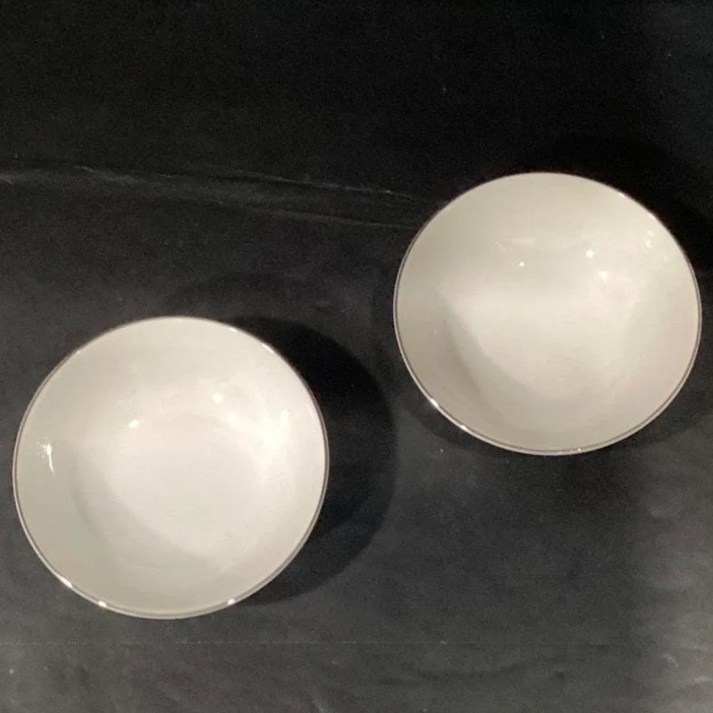 Royal Doulton Amulet Dessert Bowls, Set Of 2, White Floral Fine China Dinnerware